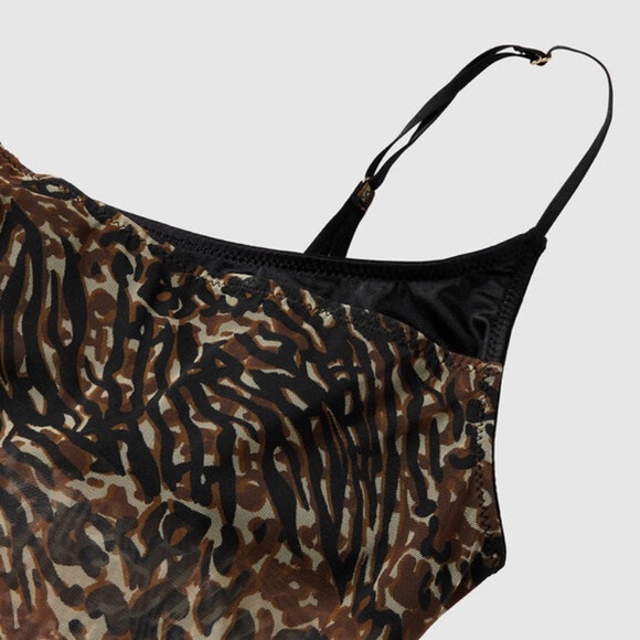 La Senza Leopard Layered Mesh Bodysuit size Medium - Picture 5 of 6